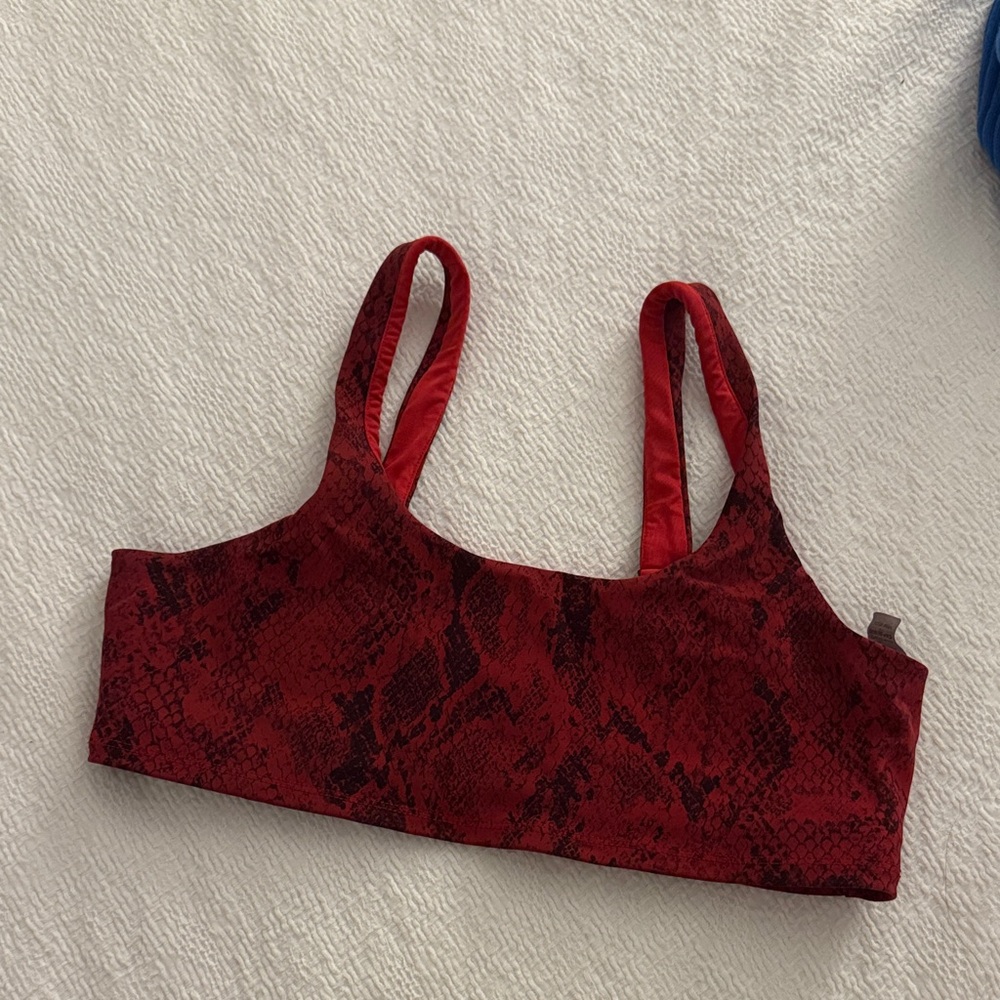 Alo Red Snake-Print Sports Bra